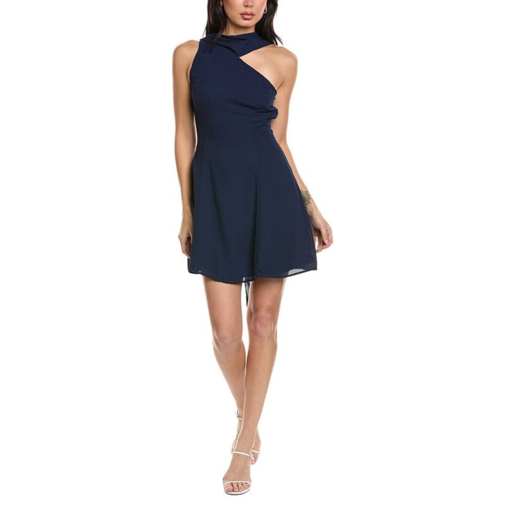 Seraphina Womens  One Shoulder Mini Dress, Navy